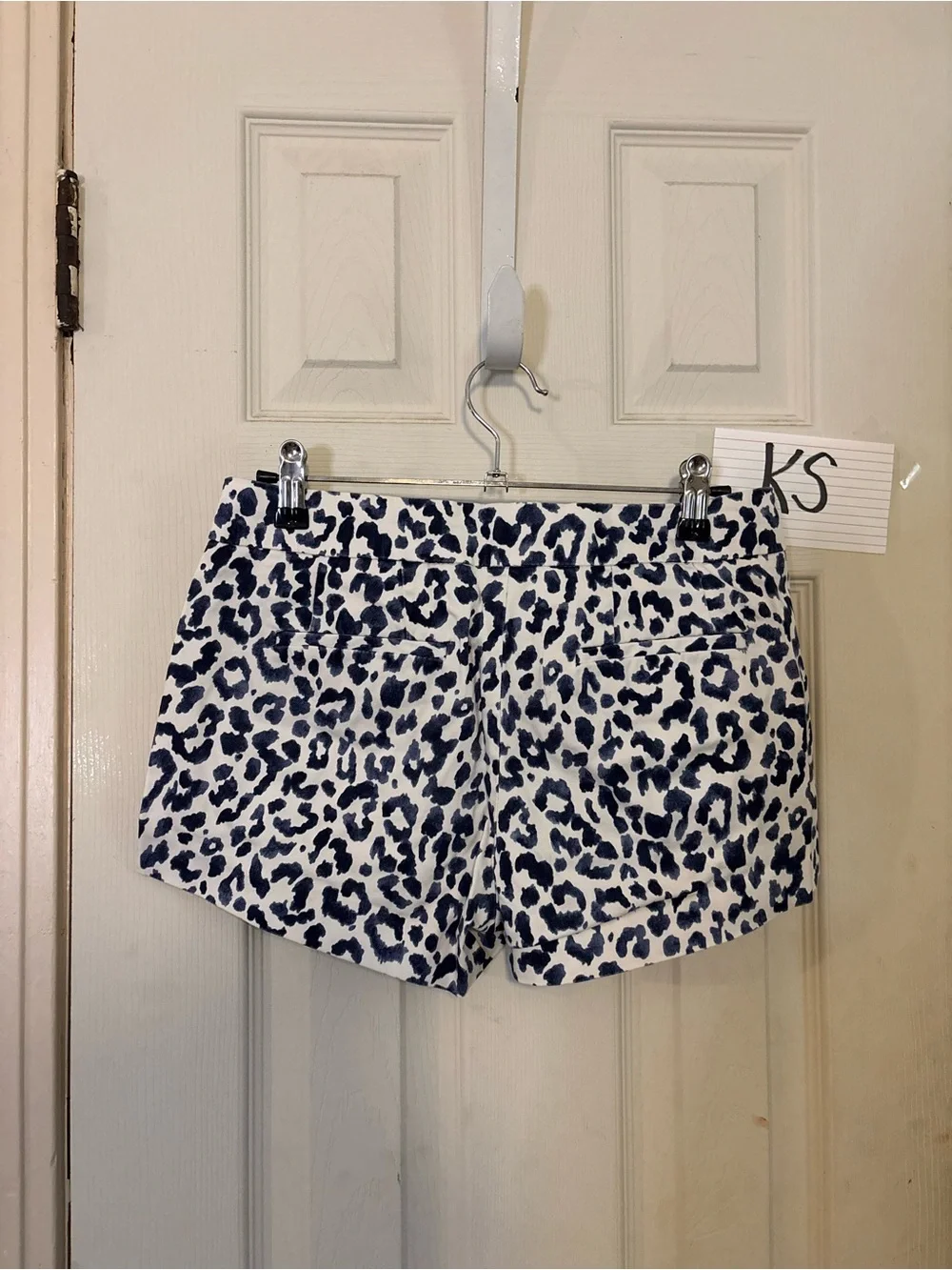 J. Crew Navy and White Leopard Print Cotton Shorts